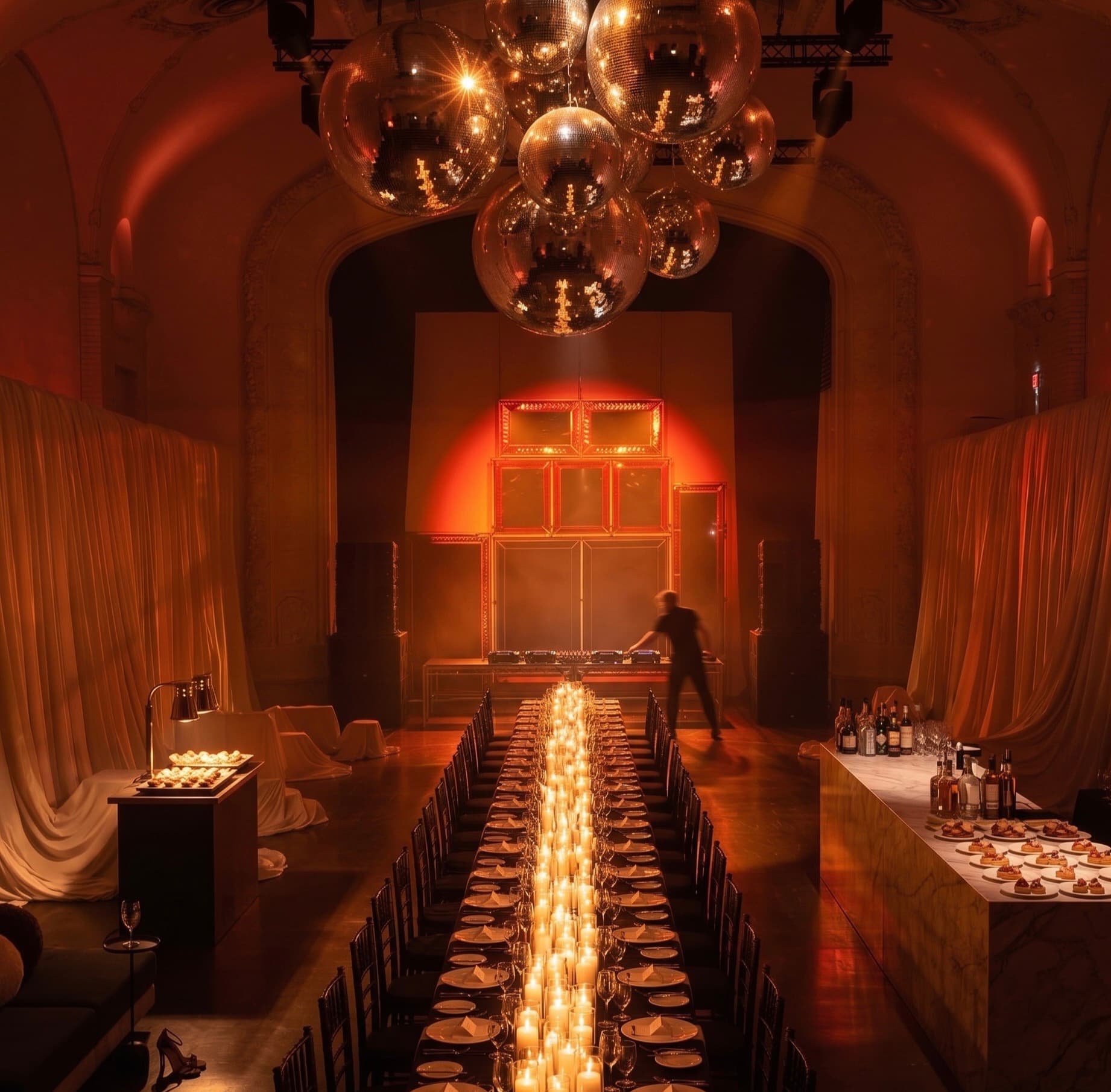 Illustrative candlelit room, set for a gathering